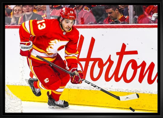 Johnny Gaudreau 20" x 29" Framed Canvas Calgary Flames 31.5" x 22.5"